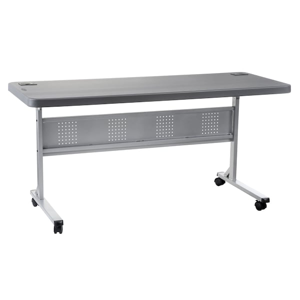 National Public Seating Rectangle Training Table, Flip-N-Store, Charcoal, 24" W, 60" L, 29.5" H, Charcoal BPFT-2460-20 - main